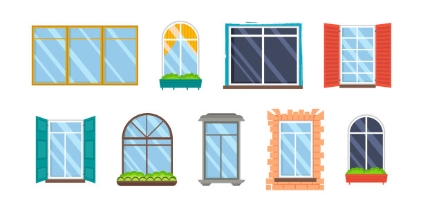 设置现实的玻璃塑料窗台图片下载