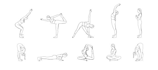 哈达瑜伽姿势设置瑜伽女人在不同图片下载