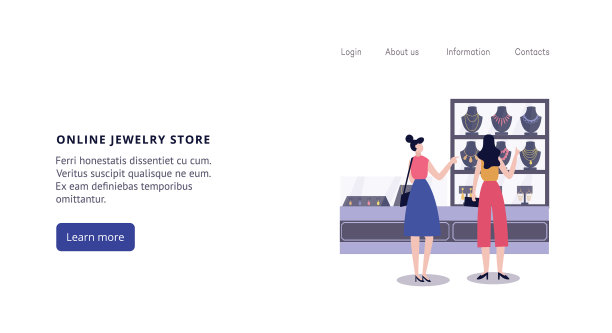 网上珠宝店横幅卡通女性图片下载