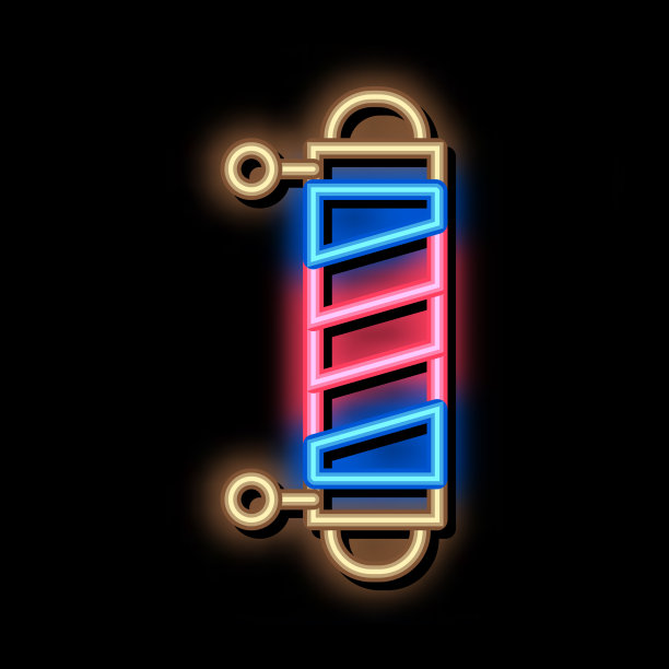 理发师外观细节霓虹灯辉光图标图片下载