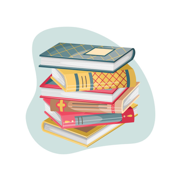 带着一堆复古风格的书图片下载