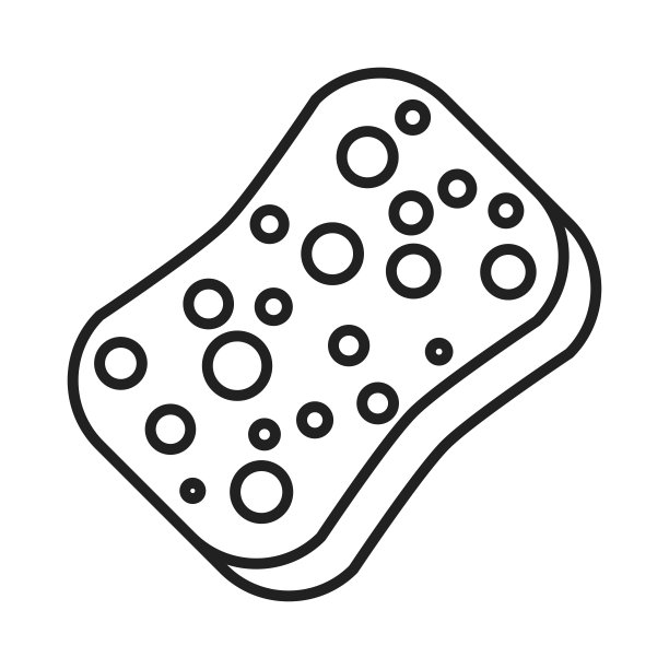 海绵图标。圆角的长方形毛巾的轮廓。图片下载