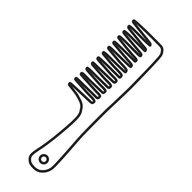 梳子图标。有稀疏牙齿的扁平梳子的轮廓。图片下载