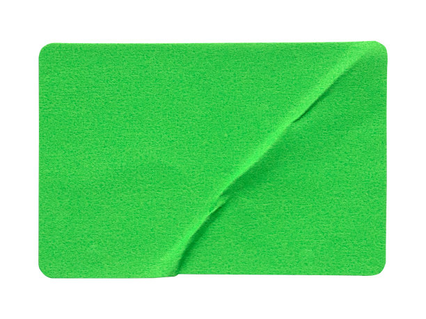 绿色矩形纸不干胶标签隔离在白色背景上。图片下载