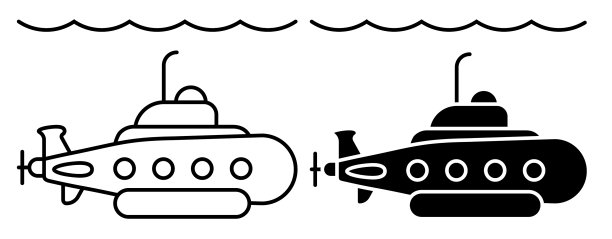 科学深海潜水器水下图标图片下载