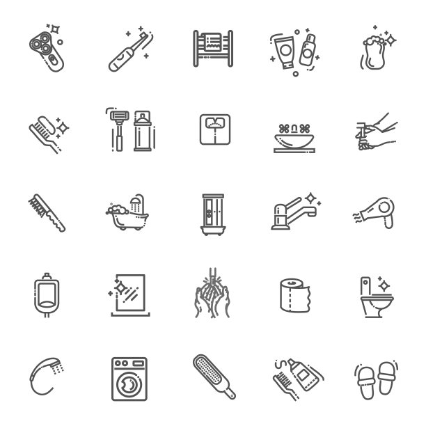 洗手间，浴室矢量图标集图片下载