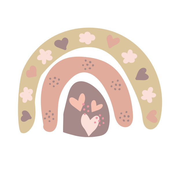 彩虹插图与心的婴儿。可爱的儿童房设计元素图片下载