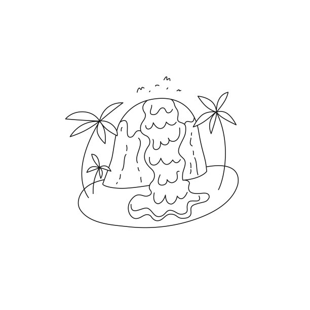 有瀑布和棕榈树的热带岛屿图片下载