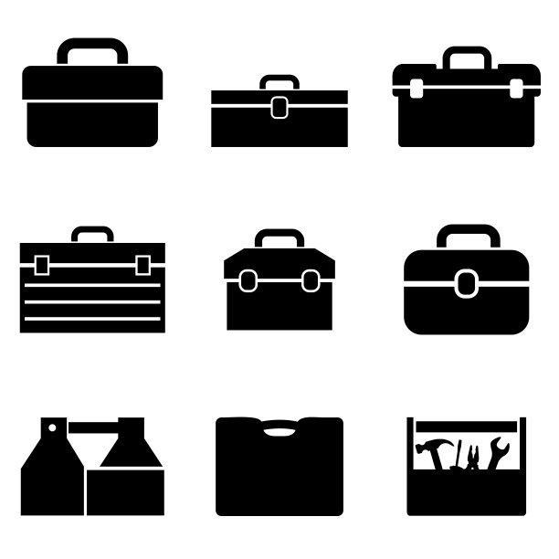 工具箱图标，工具标志隔离在白色背景上图片下载