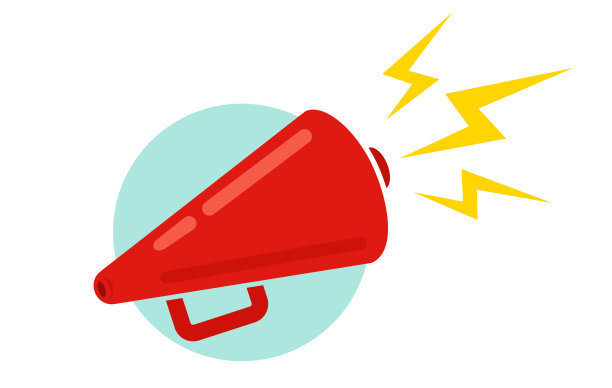 矢量红色扩音器在蓝色背景上复古风格。图片下载