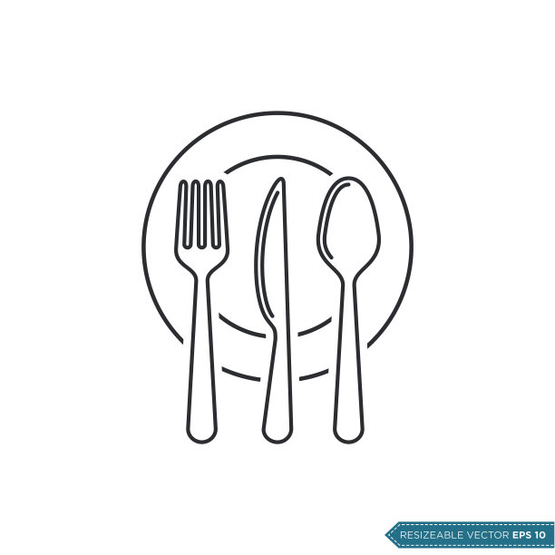 叉刀勺盘图标矢量模板插图设计图片下载