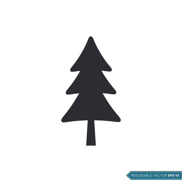 松树，圣诞节图标矢量模板图片下载