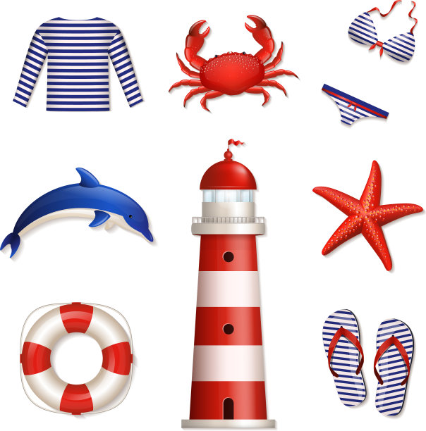 设置海洋和海滩图标图片下载