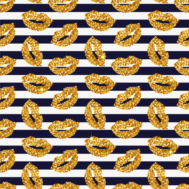 条纹图案与金光闪闪的嘴唇图片下载