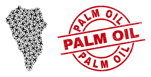 棕榈油垃圾邮票和拉帕尔马岛地图图片下载