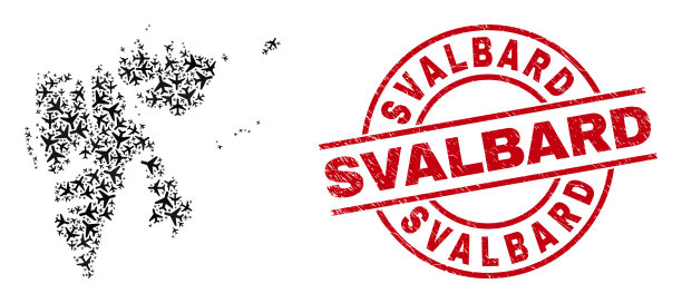 斯瓦尔巴水印印章和斯瓦尔巴群岛地图图片下载