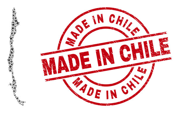 智利制造的橡皮图章印章和智利地图空气图片下载