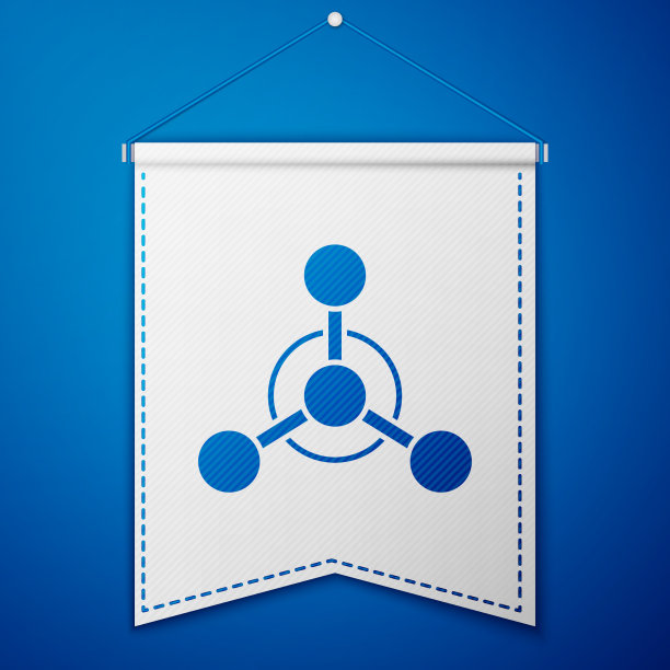 在蓝色背景上分离的蓝色分子图标图片下载