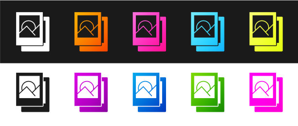 设置相框图标隔离在黑色和白色图片下载