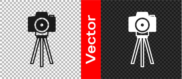 黑色照片相机图标孤立在透明图片下载