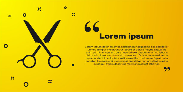 黑色剪刀发型师图标孤立在黄色图片下载