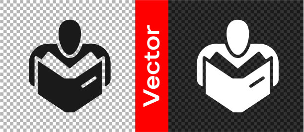 黑人男子阅读的书图标孤立图片下载