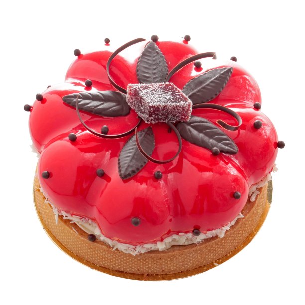 红色蛋糕在白色背景下的照片。图片下载