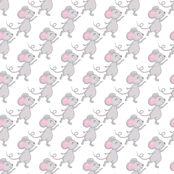 可爱的卡通鼠标无缝矢量图案背景插图图片下载