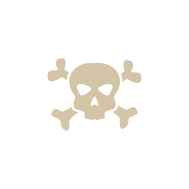 古代海盗的头骨和交叉骨头标志平坦图片下载