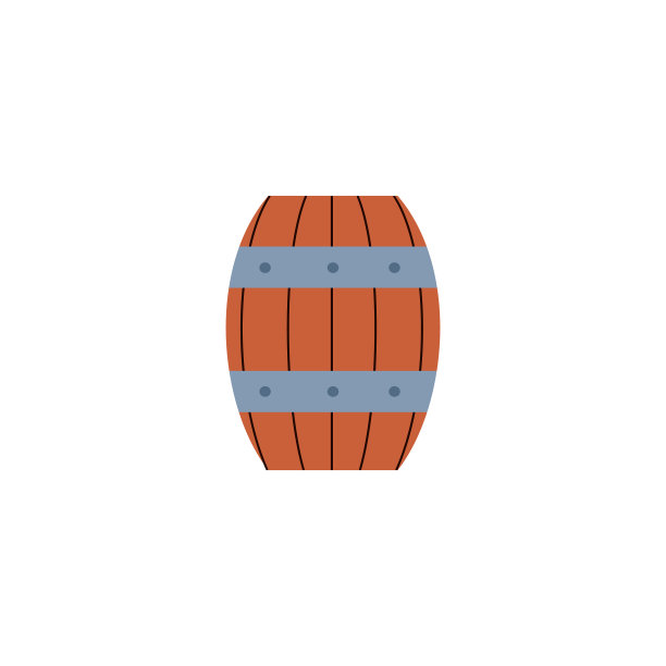 木制古董桶卡通图标或象征扁平图片下载