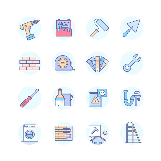 维修服务-线设计风格图标设置图片下载