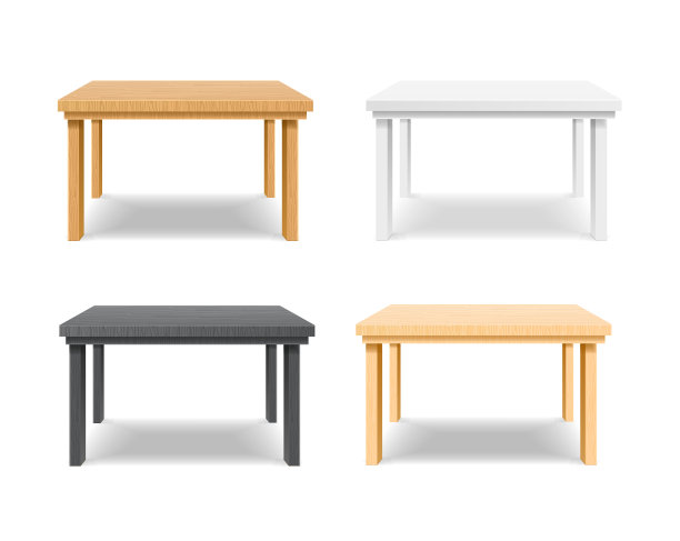 现实详细的3d不同的木桌集图片下载