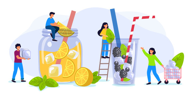 清凉饮料与冰橙黑莓图片下载