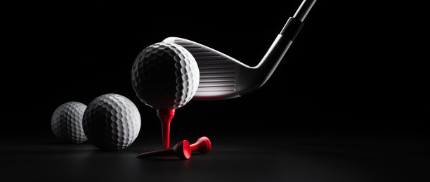 一组发球台为红色的高尔夫球图片下载