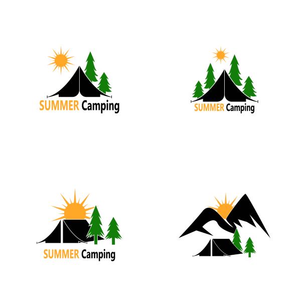 夏令营图标和符号矢量模板图片下载