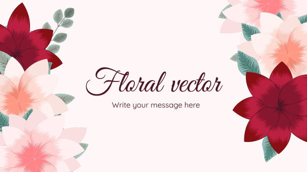 时髦的抽象花卉艺术背景模板与花，叶子，藤蔓。自然元素的网页，横幅，海报，社交媒体，应用程序，设计，互联网广告，邀请。矢量图的背景。图片下载