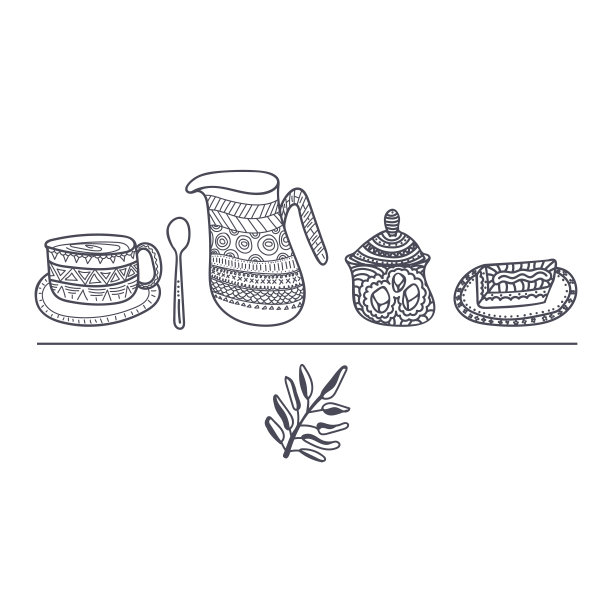 在复古风格的咖啡馆对象的集合图片下载