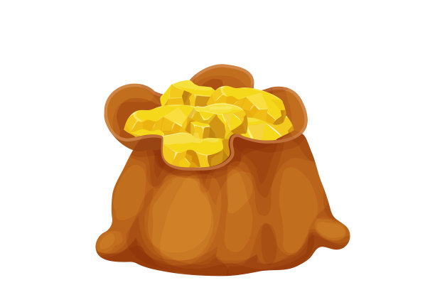 老袋满金块在卡通风格图片下载
