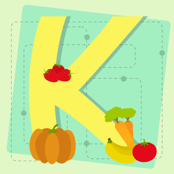 从水果和蔬菜的风格化字母图片下载