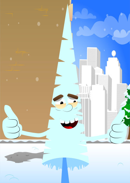 冬天的松树用两只手竖起大拇指图片下载