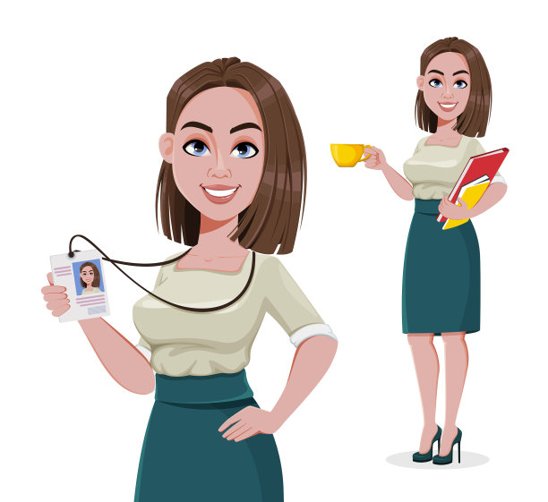 年轻成功的商业女性摆出了两种姿势图片下载