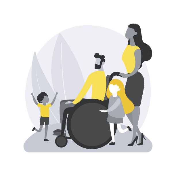 残疾人社会适应抽象概念矢量插图。图片下载