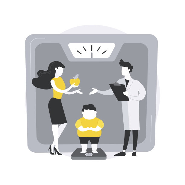 儿童肥胖和超重抽象概念矢量插图。图片下载