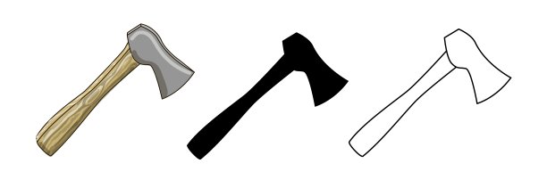 一套三轴卡通，轮廓和黑色剪影。图片下载