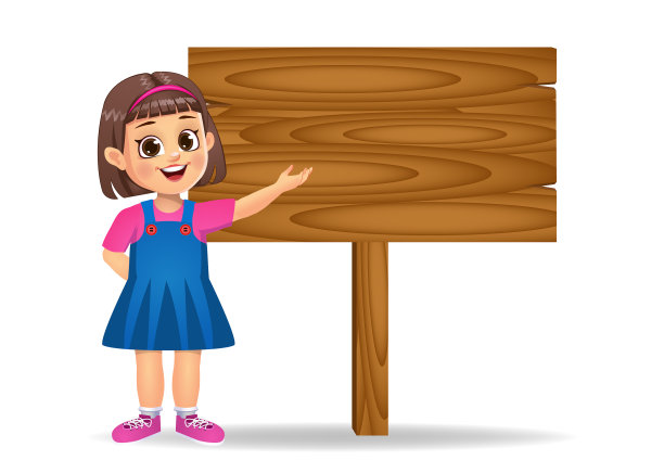 女孩展示一个空白的木板图片下载
