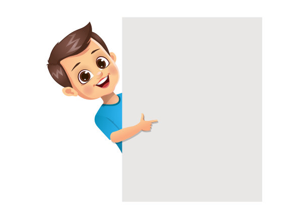 男孩用食指指着空白的横幅图片下载