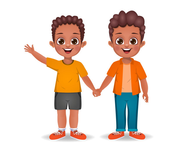 非洲男孩手牵着手图片下载
