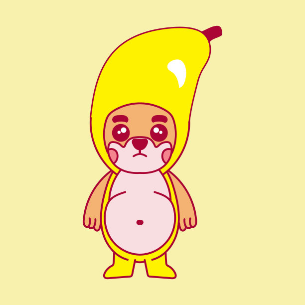 卡通狗吉祥物在香蕉水果服装图片下载