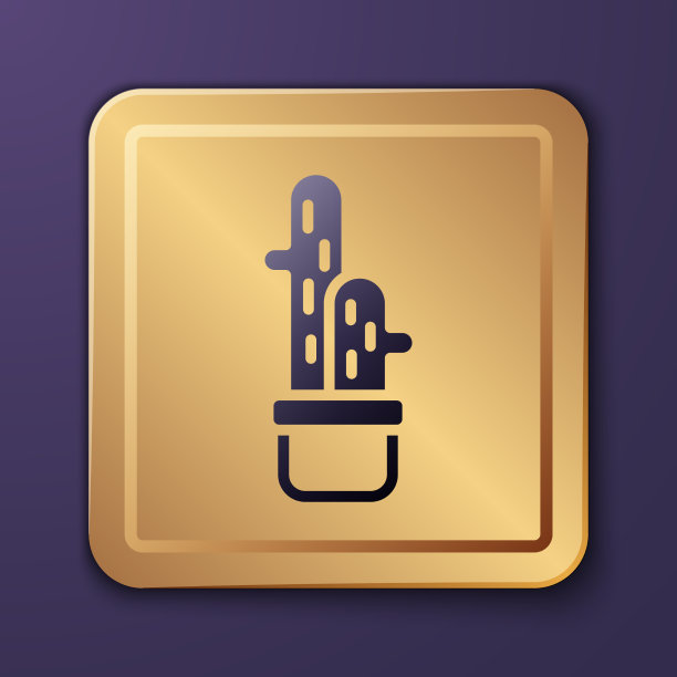 紫色仙人掌仙人掌在花盆图标孤立上图片下载