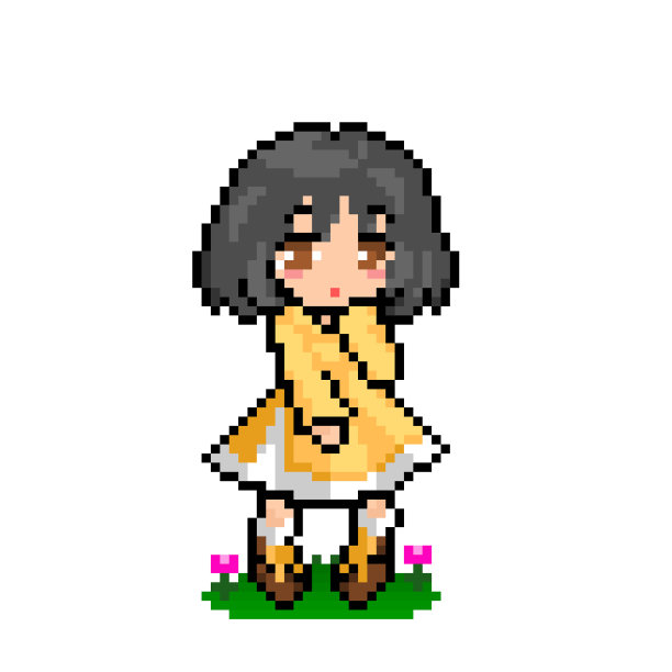 可爱的动漫少女像素图像十字绣图案图片下载